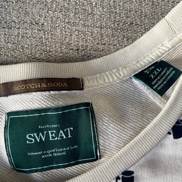 SCOTCH & SODA White Velvet Coffee Mug Sweater Pull Over Crewneck XXL 2XL58 - Picture 3 of 7